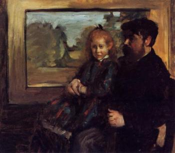 Edgar Degas : Henri Rouart and His Daughter Helene